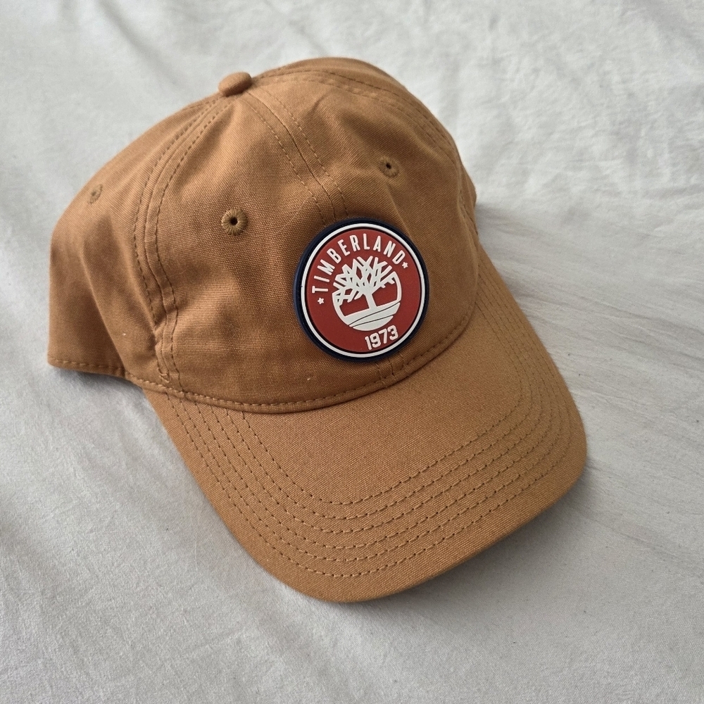 Timberland Tan Canvas Baseball Cap with Logo At Center